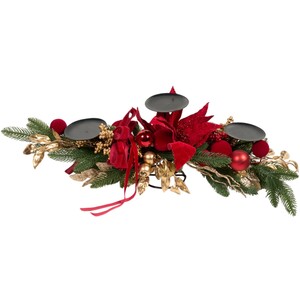 Noel Ribbon Poinsettia Candle Holder
