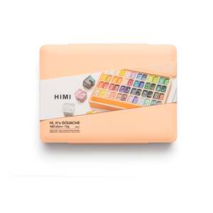 HIMI Twin Cup Gouache Set 48 Paint Colours, Peach Fuzz Case, Smooth Rich Colours