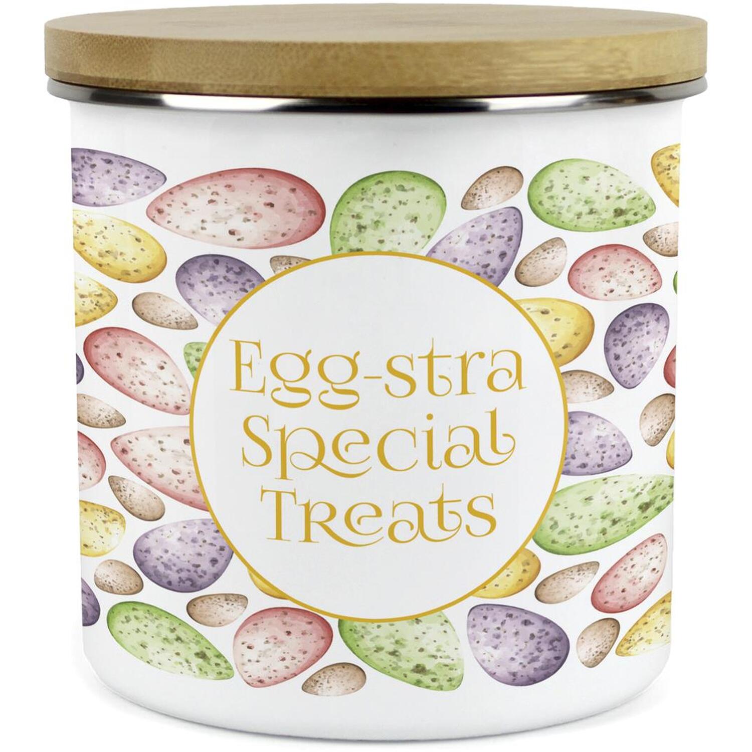 Purely Home Mini Speckled Eggs Large Kitchen Storage Canister - White