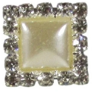 Pack of 10 Decorative Mini Pearl and Diamante Square Embellishments