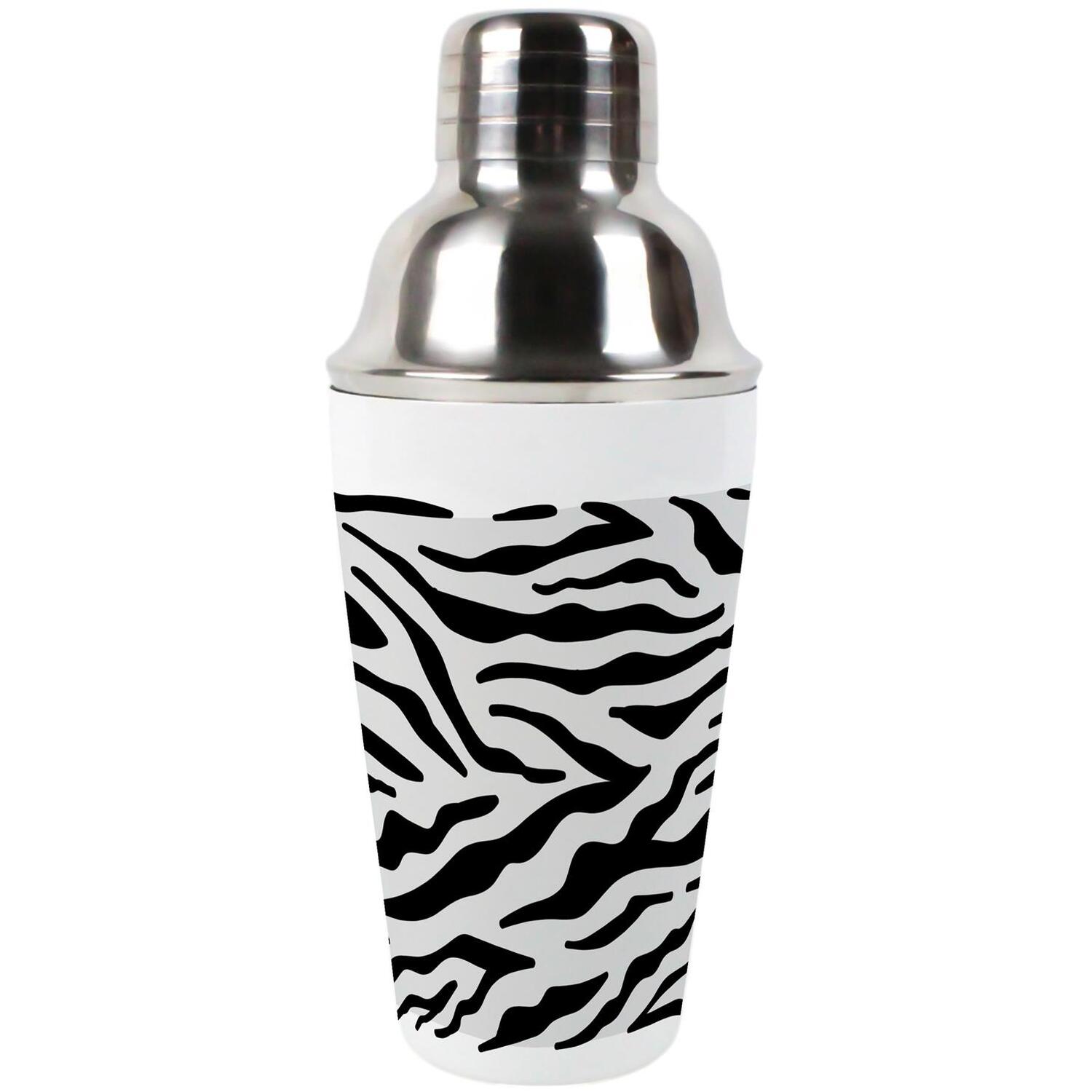 Stainless Steel Cocktail Shaker & Strainer Gift 550ml - Wild Zebra Print - Image 2