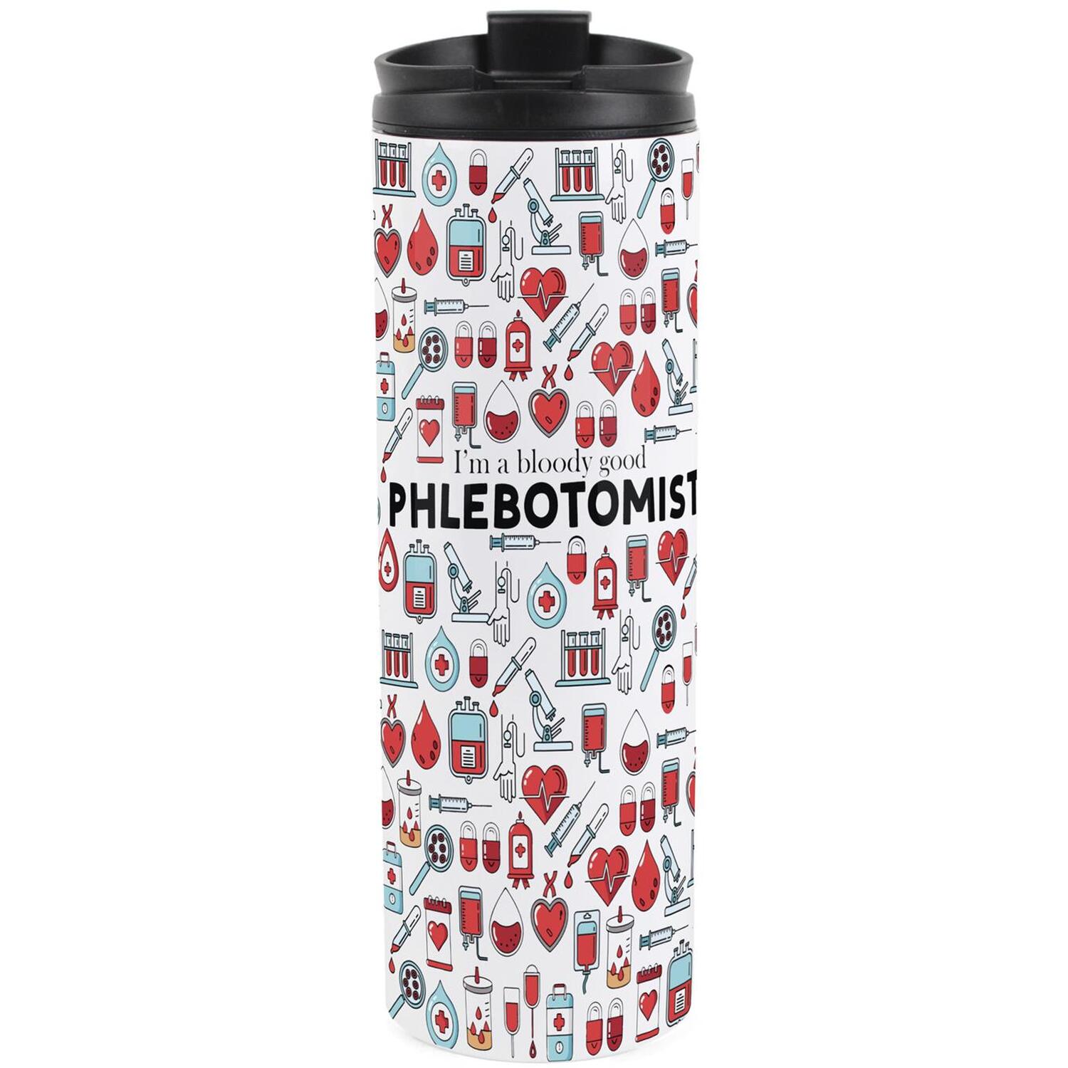 Phlebotomist Travel Mug - Novelty Trades Gift Reusable Stainless Steel Flask - Image 2
