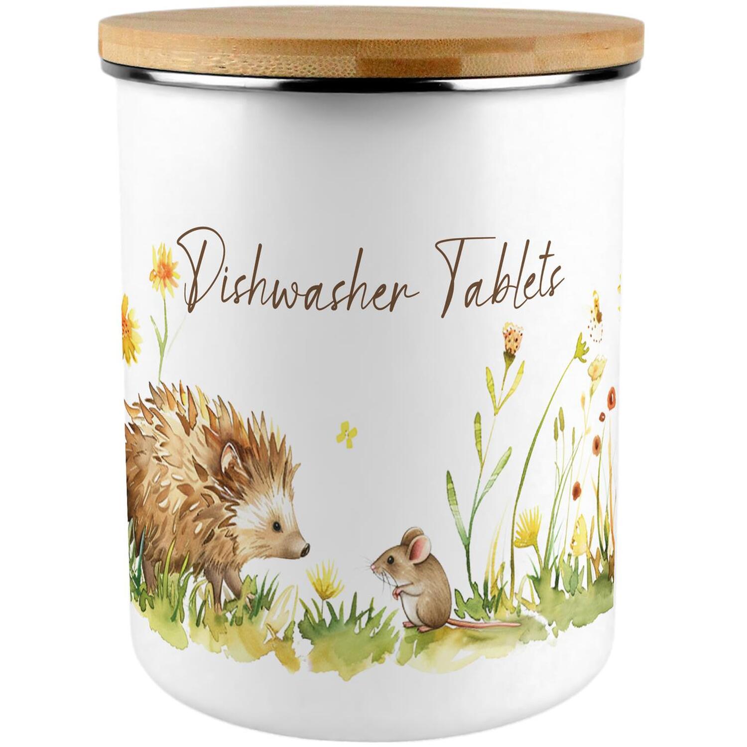 Hedgehog & Mouse Dishwasher Tablets Storage Canister - 2.7L XL Kitchen Tin Gift - Image 2