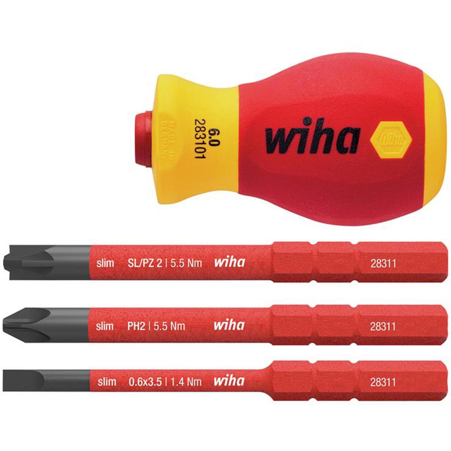 Wiha SB 2831-01 SoftFinish Electric slimVario Stubby Red Yellow SB28310101 | 41230 Compact interchangeable screwdriver with IEC 60900 tested slimBits for work on live parts up to 1,000V AC. - Image 10