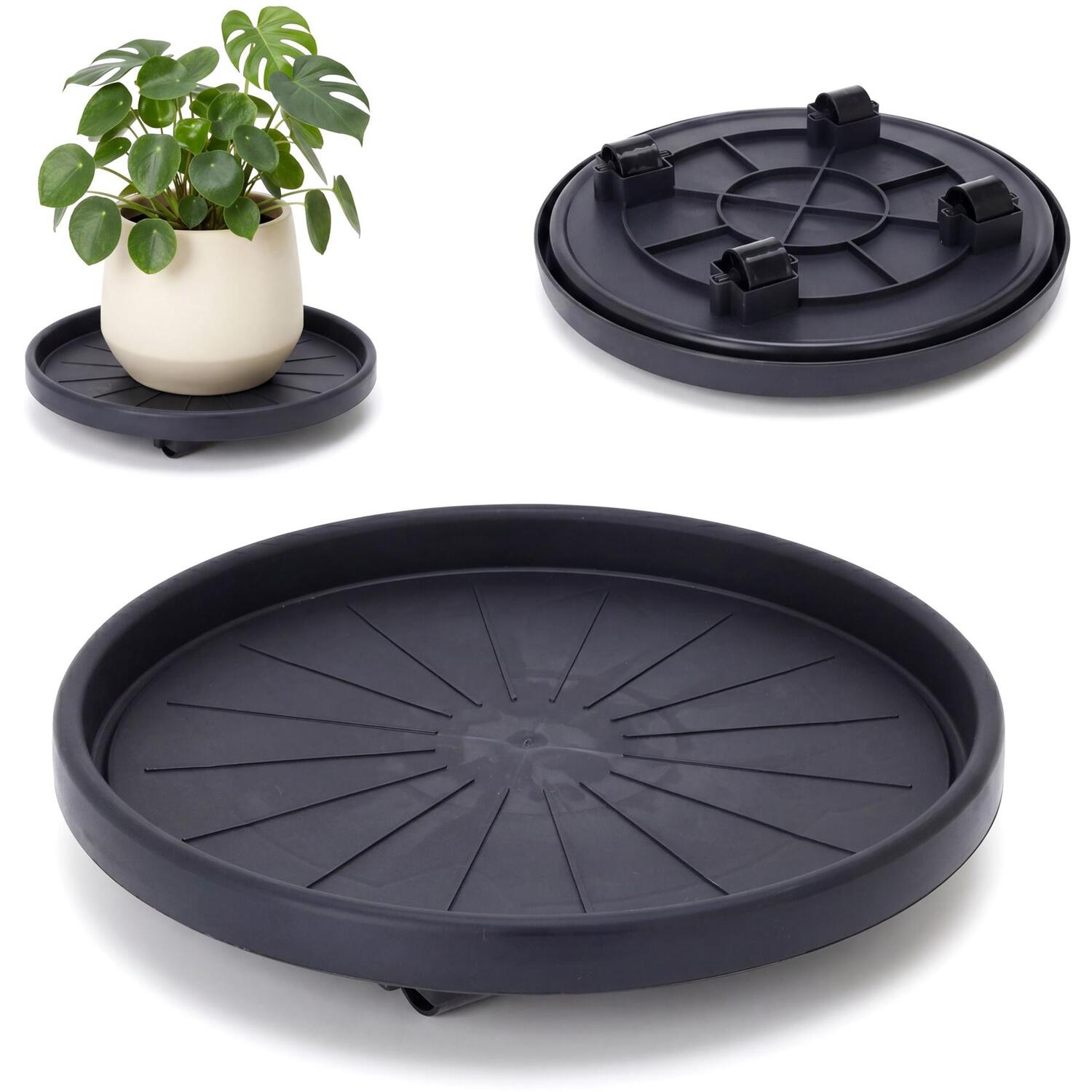 Geezy Round Plant Caddy With Wheels