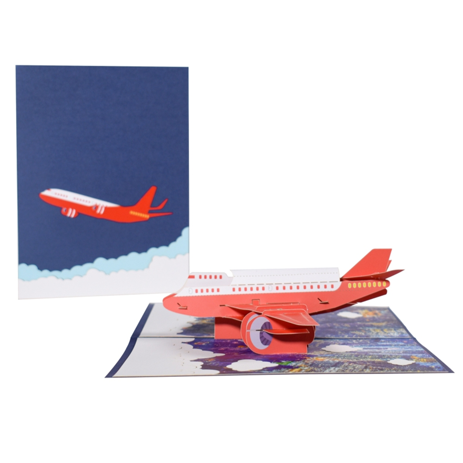 Brightfeel Airplane Skyward Sprint 3D Pop Up Greeting Card - White
