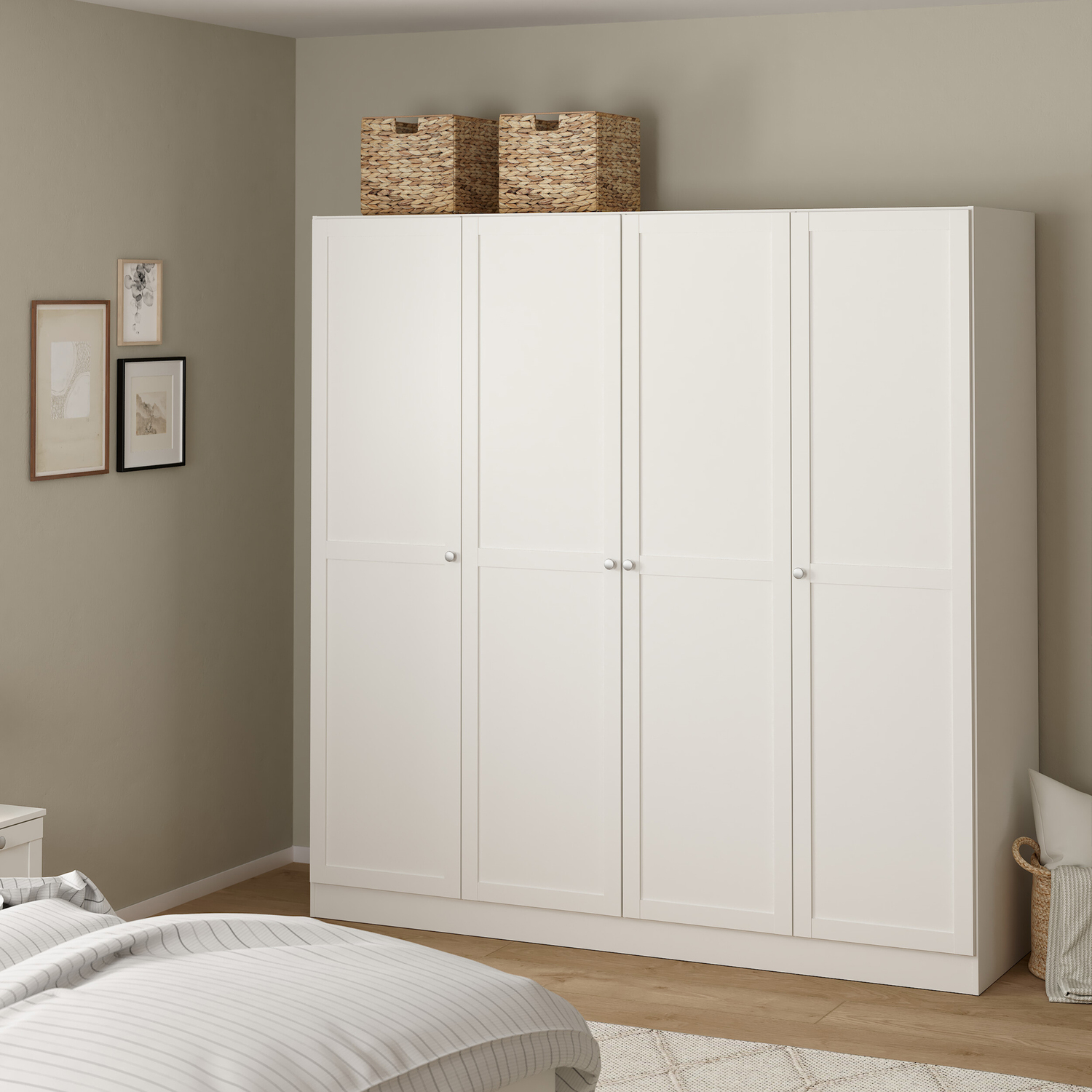 Indoor Furniture Group Brande Wardrobe - 4 Frame Doors - White - 195.5cm Width - Image 5