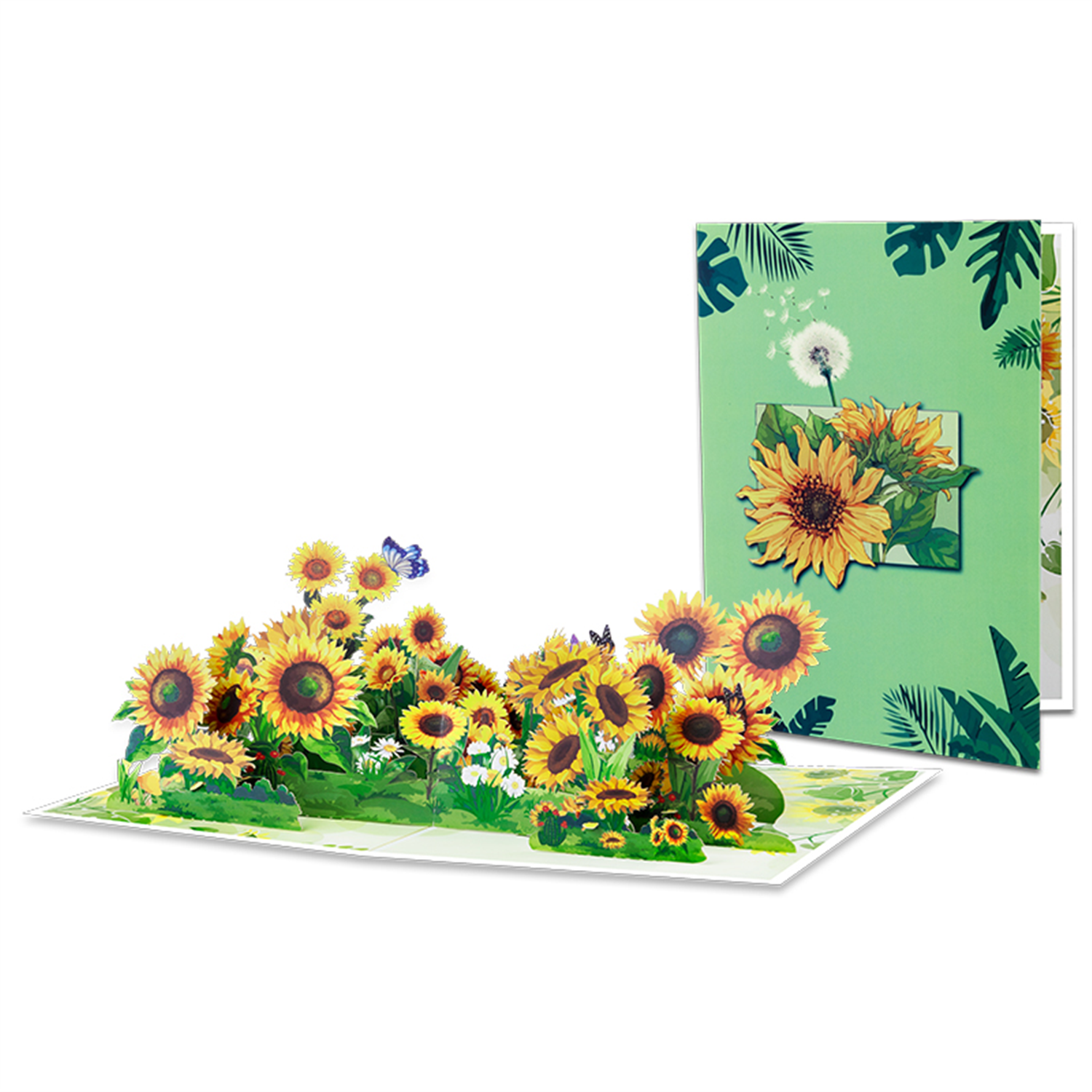 Brightfeel Golden Glow Sunflower 3D Pop Up Greeting Card - White