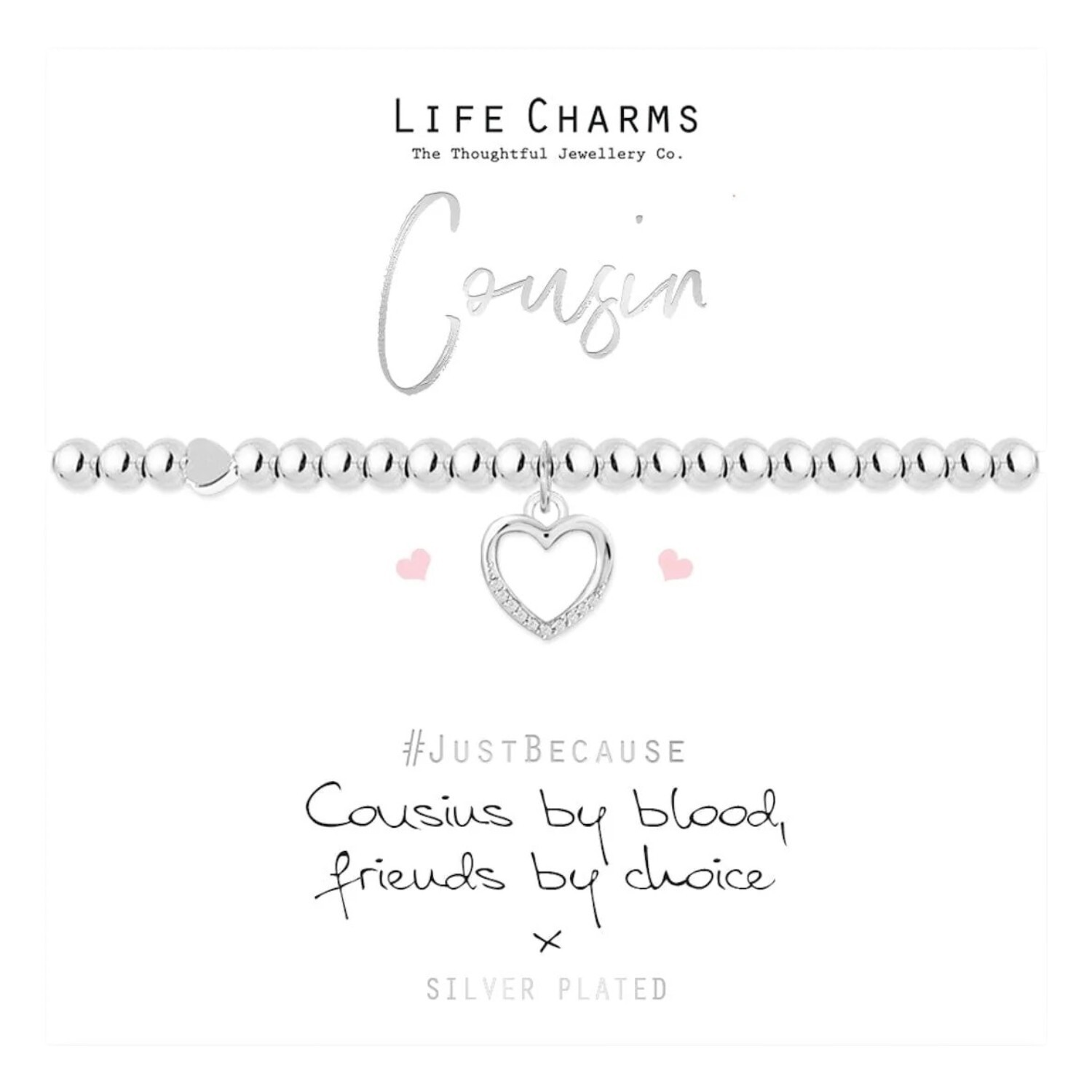 Life Charms Cousin Gift Boxed Bracelet - Silver