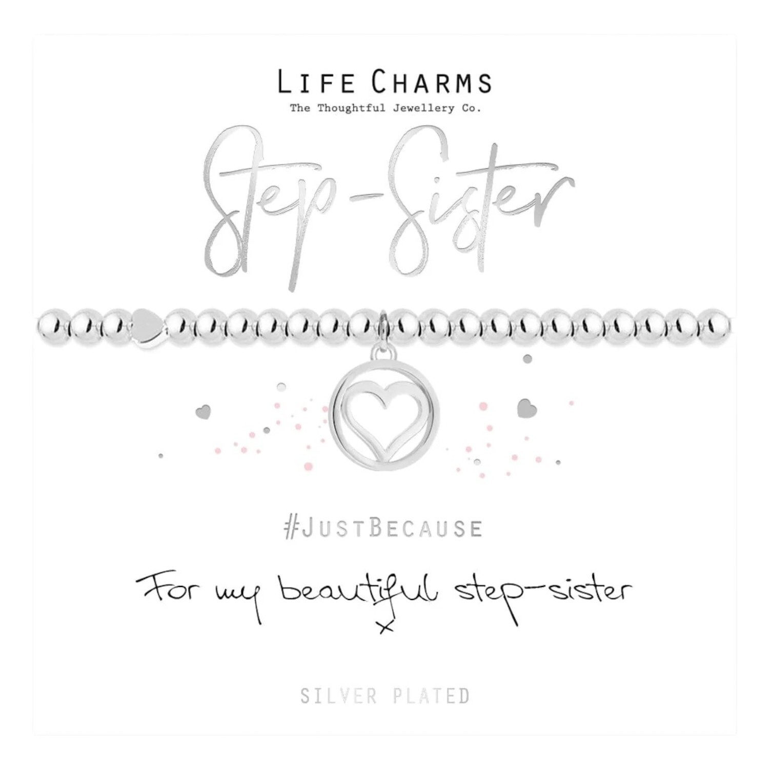 Life Charms Step Sister Gift Boxed Bracelet - Silver