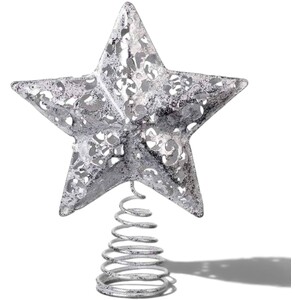 Silver Christmas Star Tree Topper - Gisela Graham Christmas