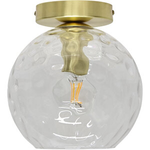 Barnum Clear Dimple Glass Globe Satin Brass Ceiling Light Fitting