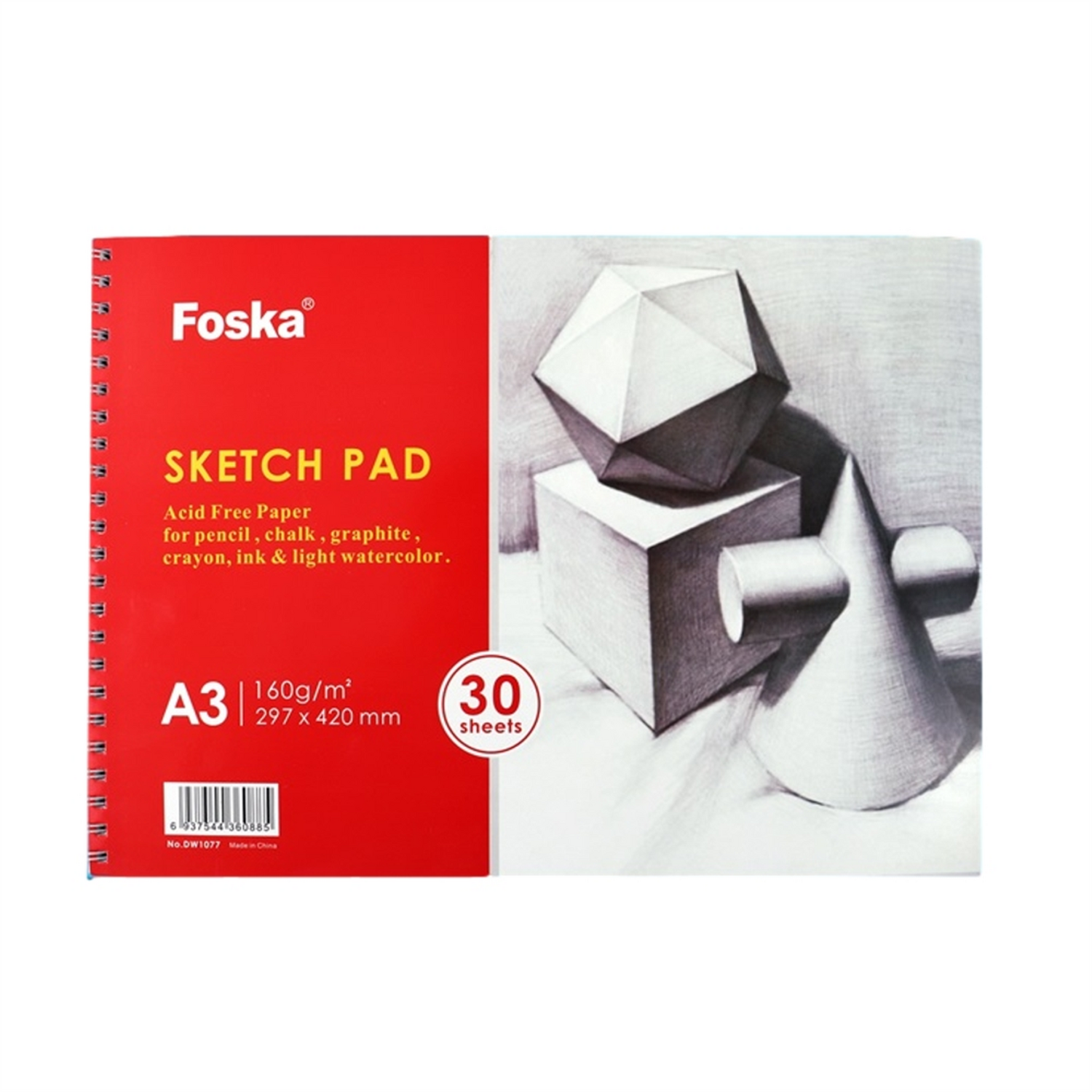 Foska A4 Side Spiral Open Sketch Pad - A3 / 29.7Cm