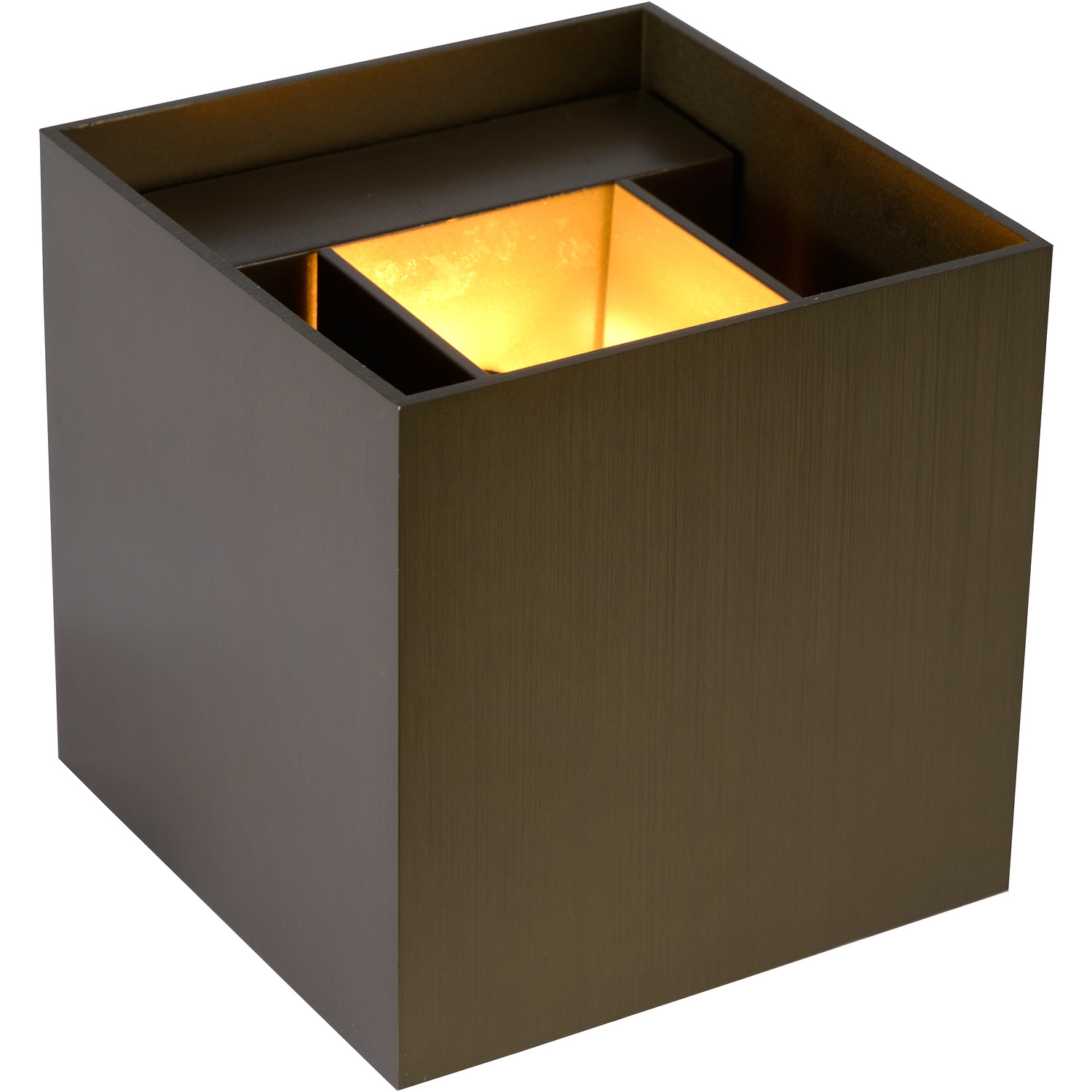 Lucide Unisex Brown 'Xio' Stylish Dimmable Indoor Adjustable Up Down Cube Wall Light In Small - Image 2