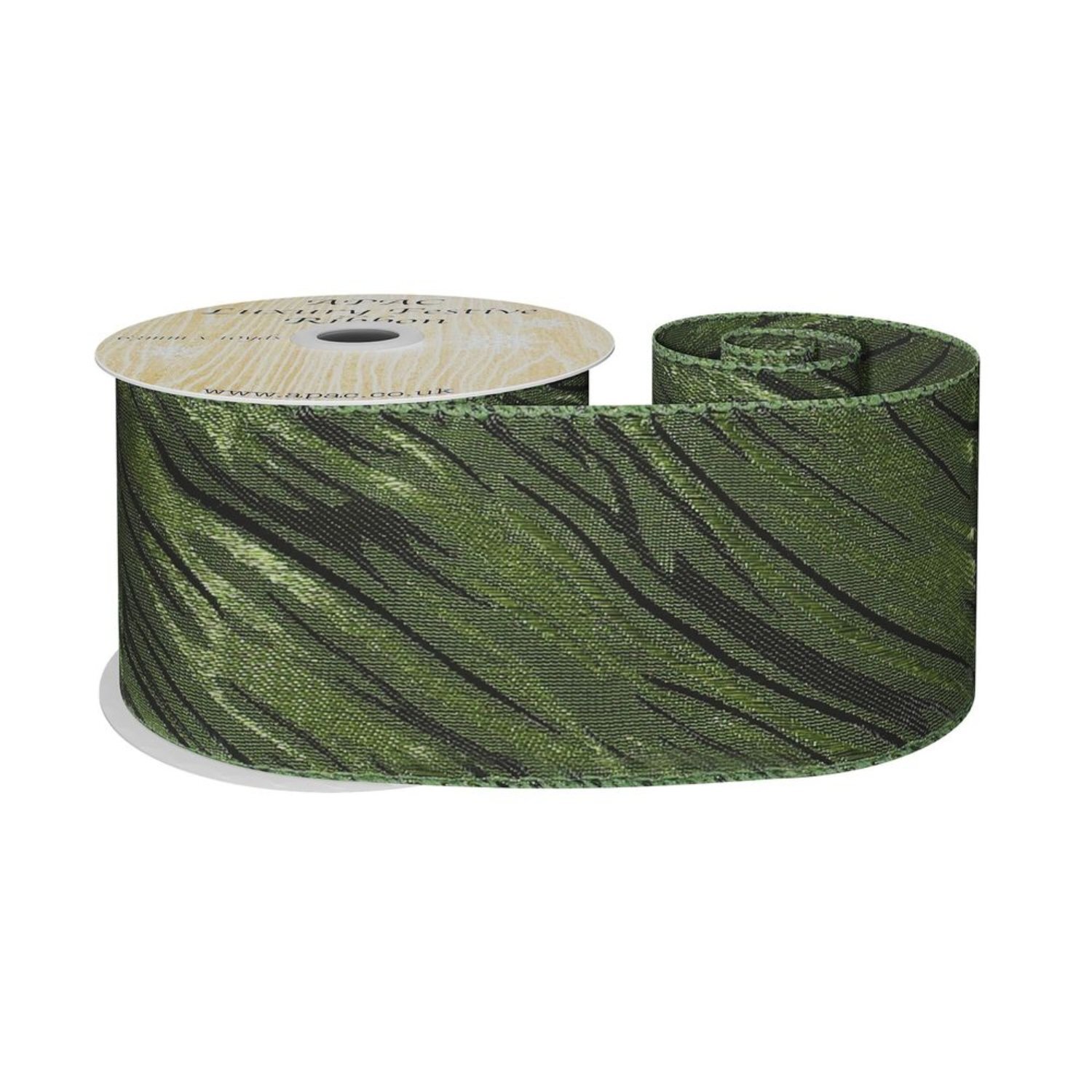  - Green And Black Shimmer Zebra Print Ribbon 63mm X 9MMulticolour - Image 3