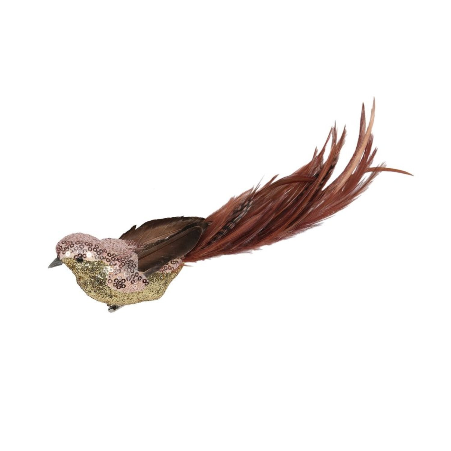  - Rose Sequin And Glitter Bird With Clip 29Cm 2 PackBrown - Image 3