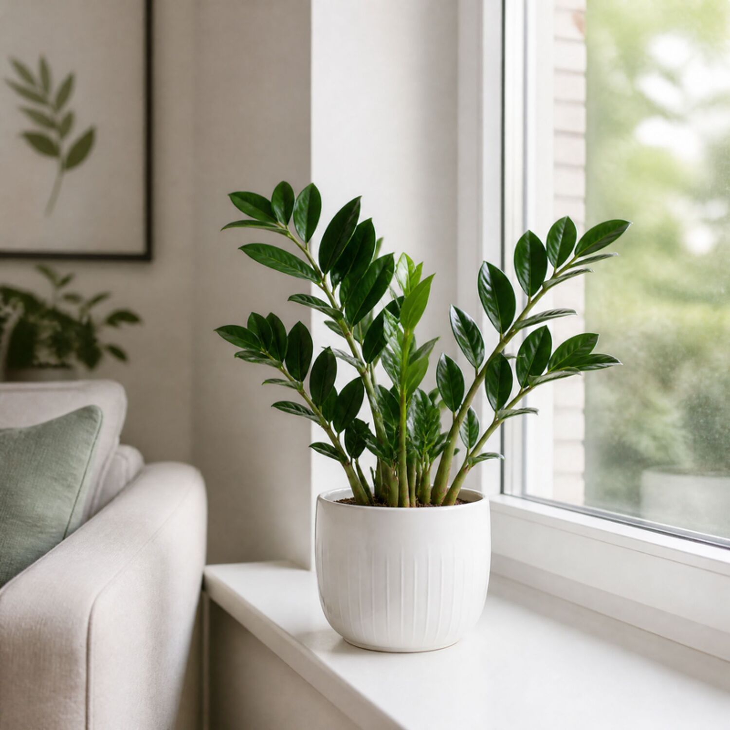 Plants By Post Zamioculcas Zamiifolia Zz Plant B - Glossy White