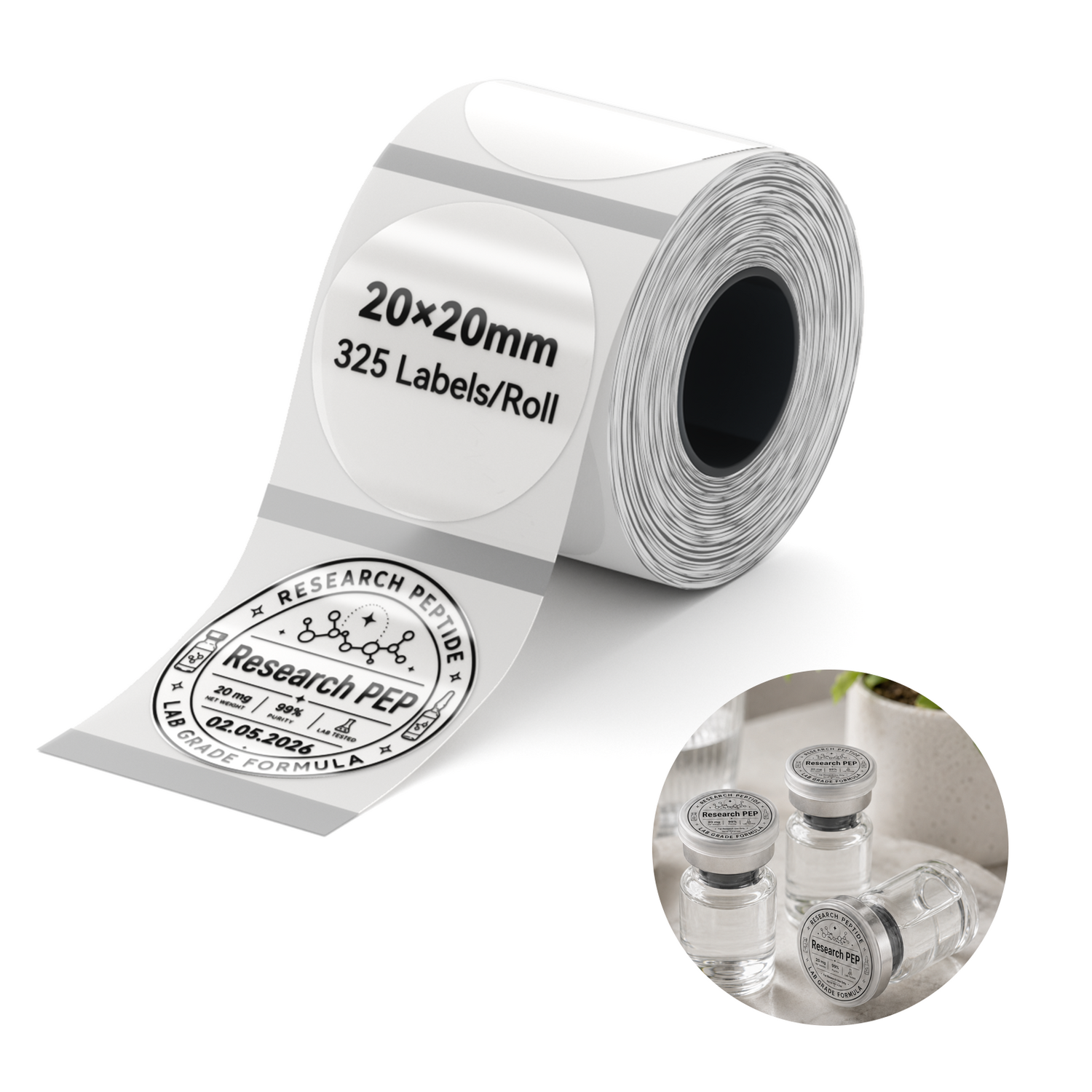 Niimbot M Range 20X20mm Thermal Transfer Label Roll - Transparent Round
