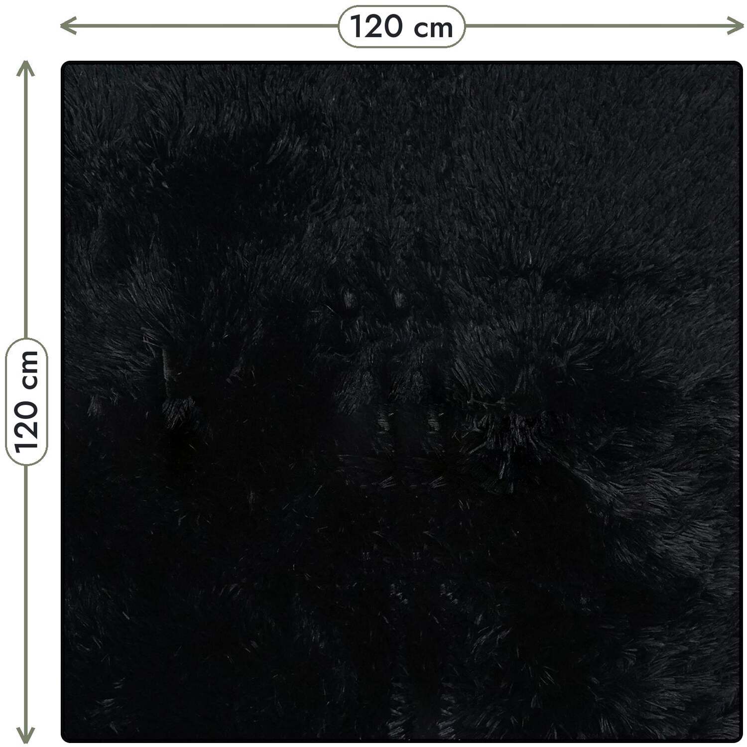 The Rugs Lush Shaggy Black Rug - Black / 120Cm / 0.37Kg