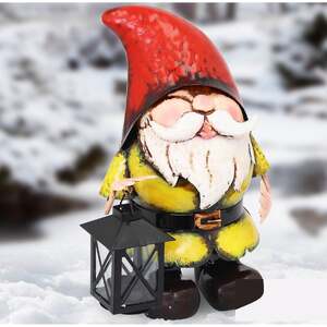 Hand Painted Garden Gnome With Wheelbarrow