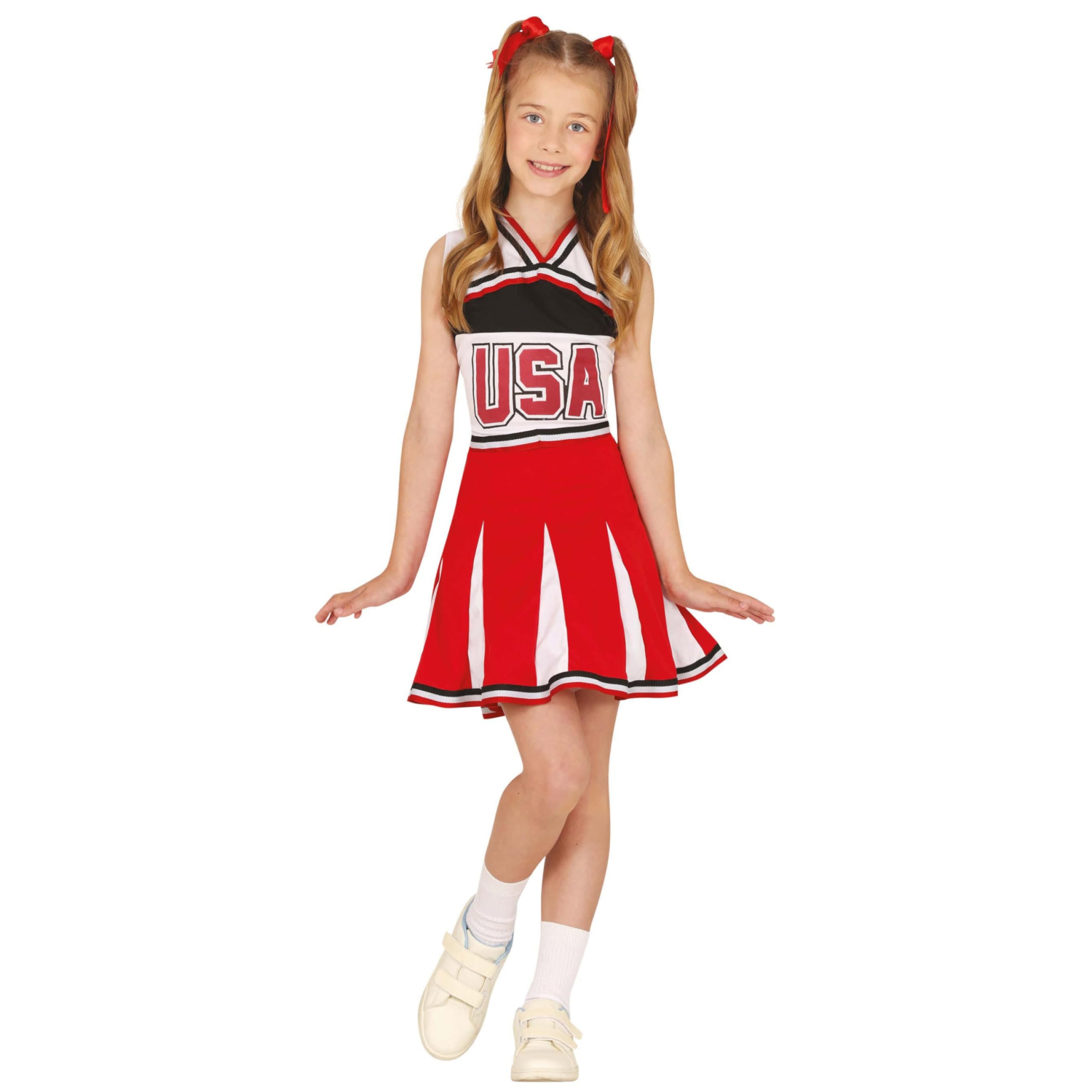 Fiestas Guirca Children's Usa Cheerleader Fancy Dress Halloween Costume, Red And White