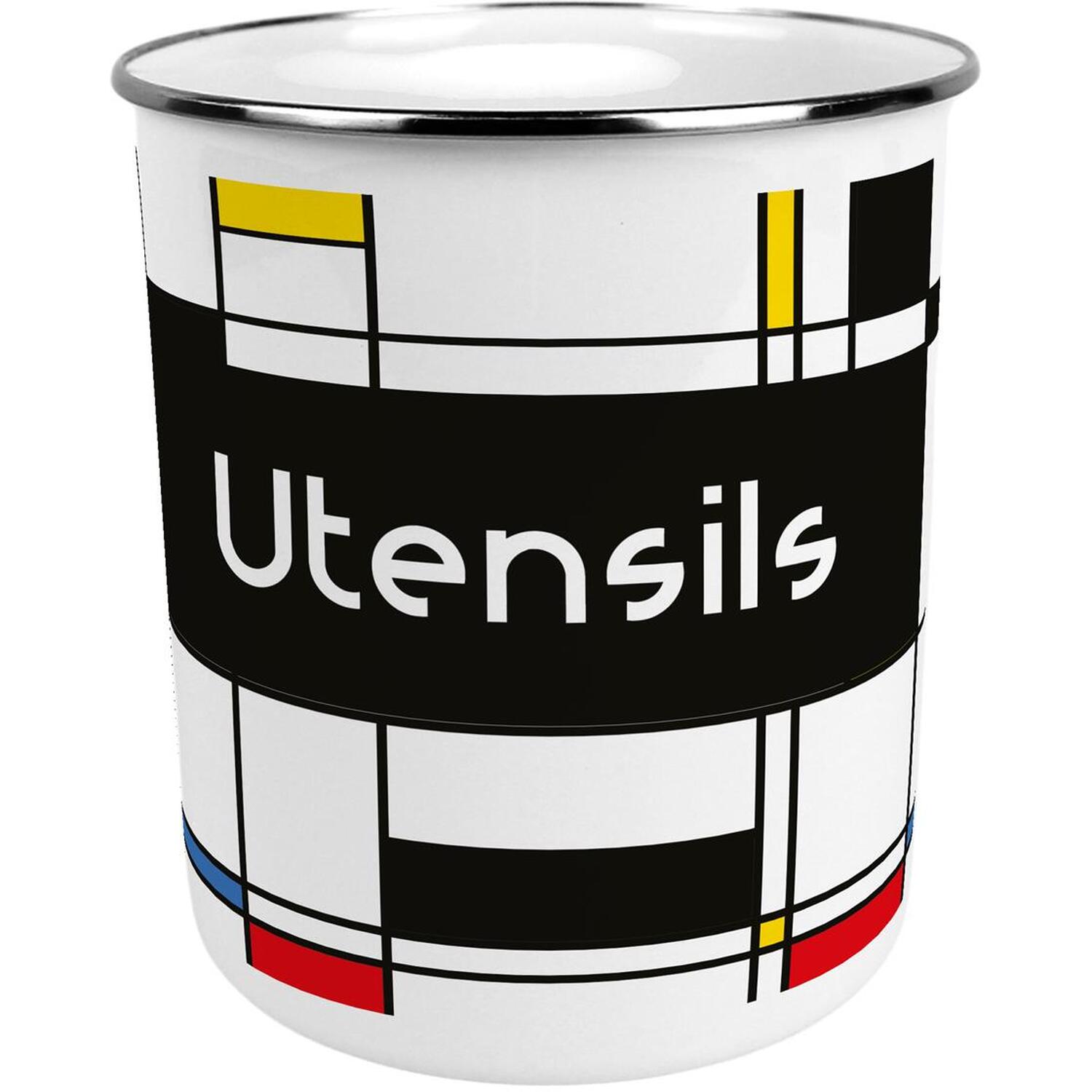 Purely Home Retro Art Deco Large Metal Kitchen Utensil Pot