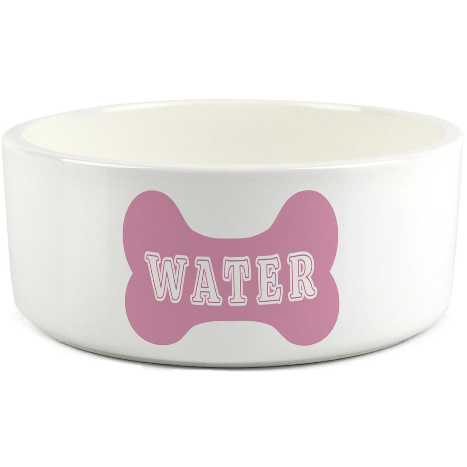 Pink Dog Bone Water Bowl - Large Ceramic 1L Dish Gift for Dogs - Image 2