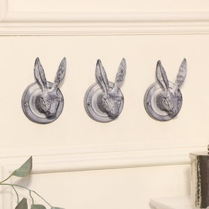 Set Of 3 Hare Head Coat Hooks