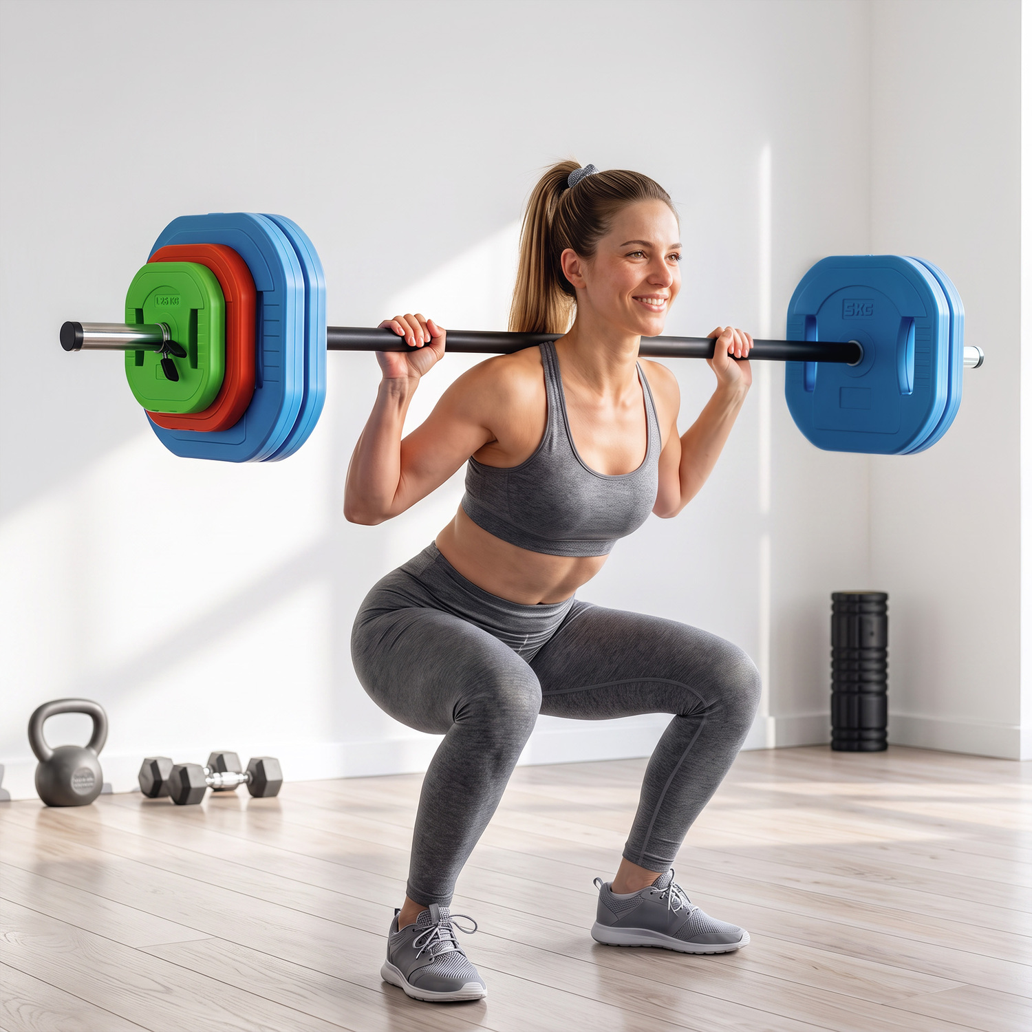 Sportnow Unisex Multicolor 30Kg Adjustable Barbell Weights Set Barbell Bar, Multicolour | Size: Standard - Image 2