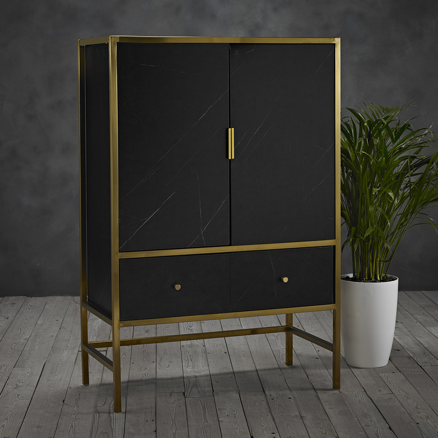 Monaco Wine Cocktail Cabinet - Black