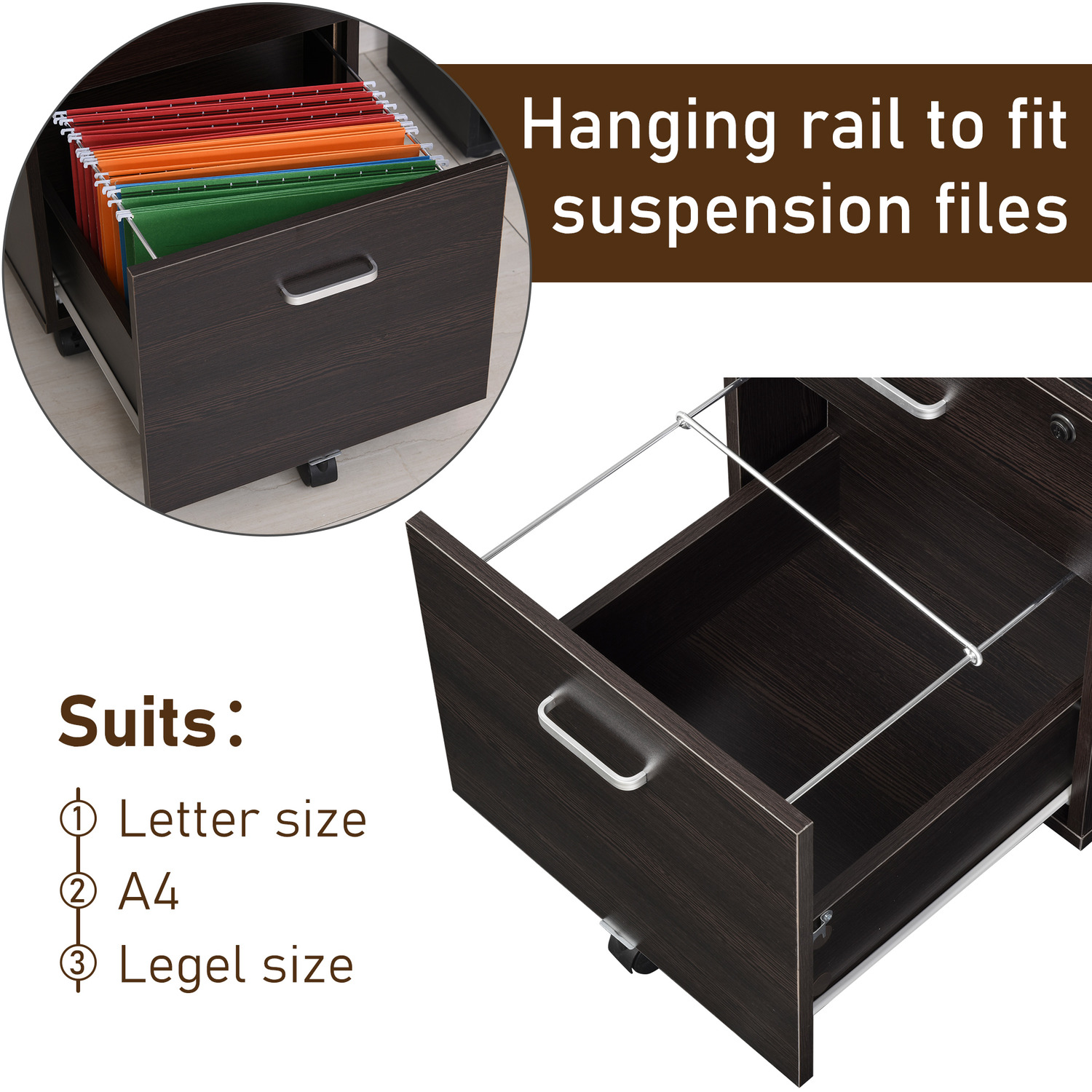 Drawer Locking Office Filing Cabinet - Black