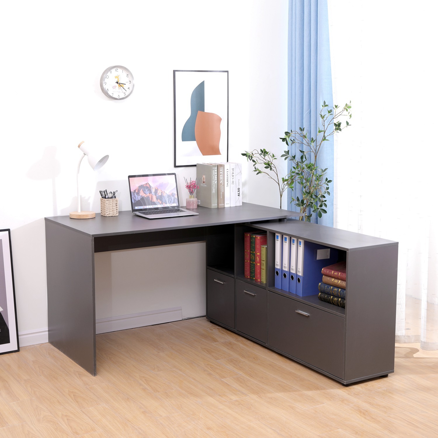 WestWood Wooden Computer Desk Corner  - Grey thumbnail