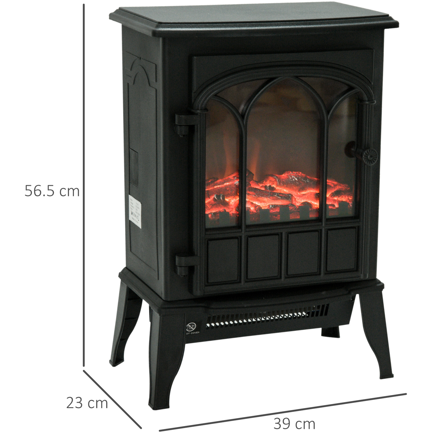 Freestanding Electric Fireplace Heater Black Stove with LED Flame Effect
