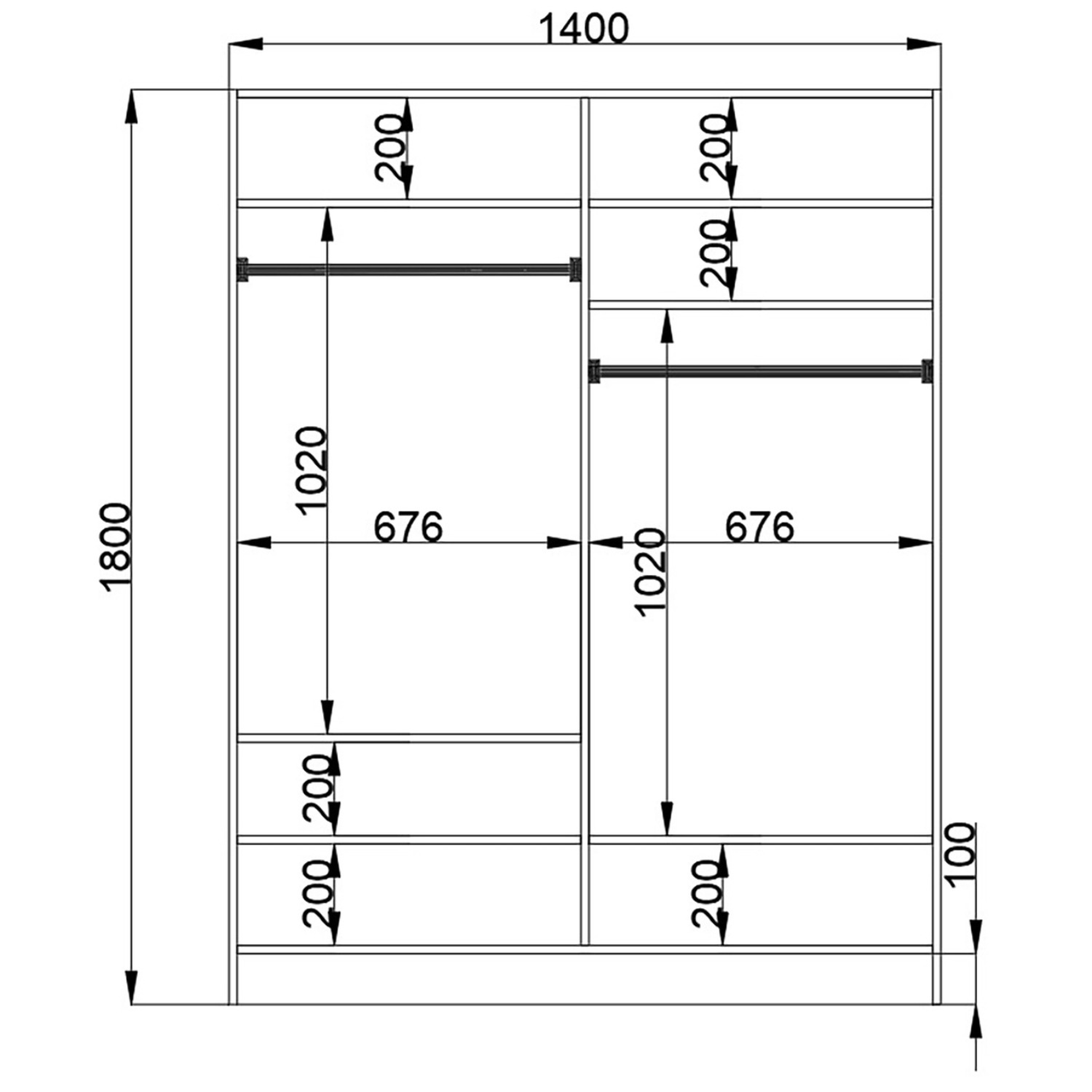 Ines 4 Door Mirrored White Wardrobe - White