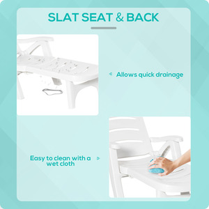 White Outsunny Outdoor Folding Plastic Chaise Lounge Chair on Wheels shot 1903842