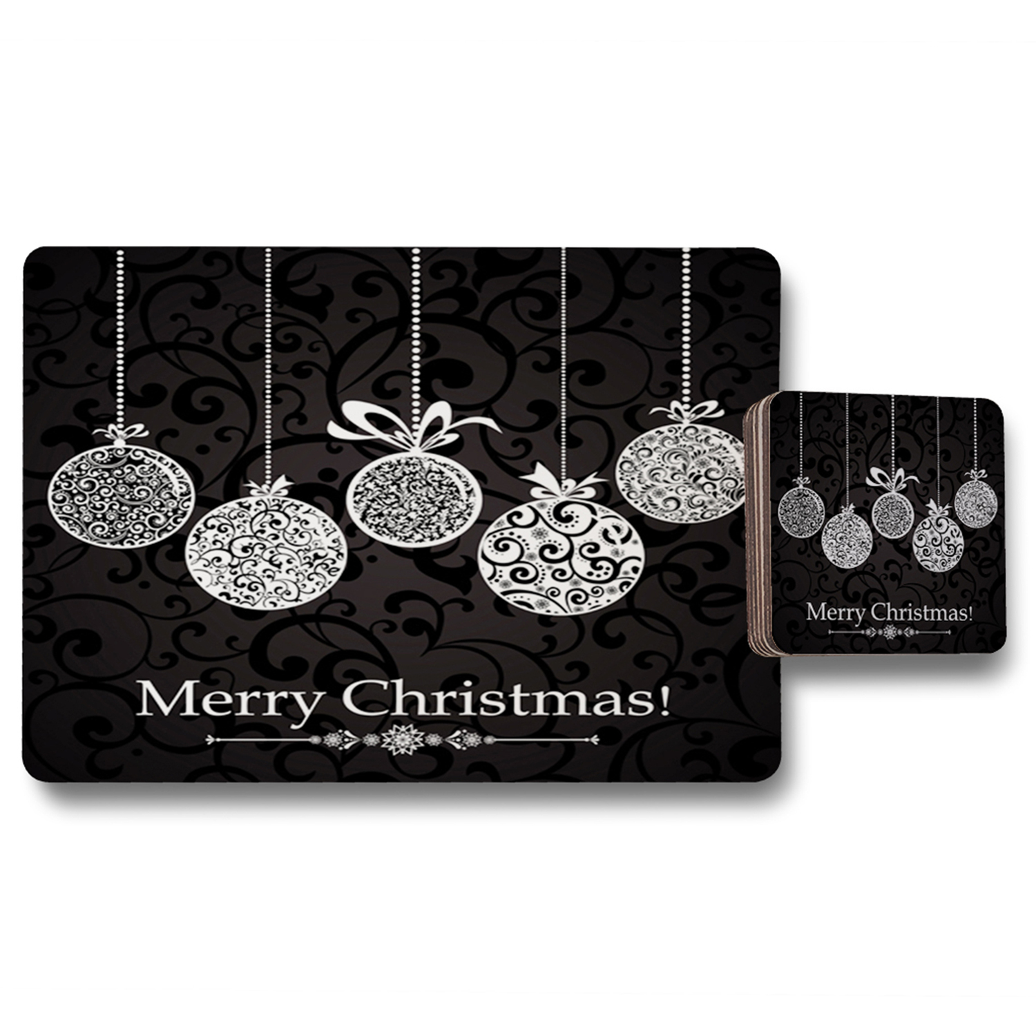 Image of Vintage Christmas Balls Dining Placemat Coaster&hellip;