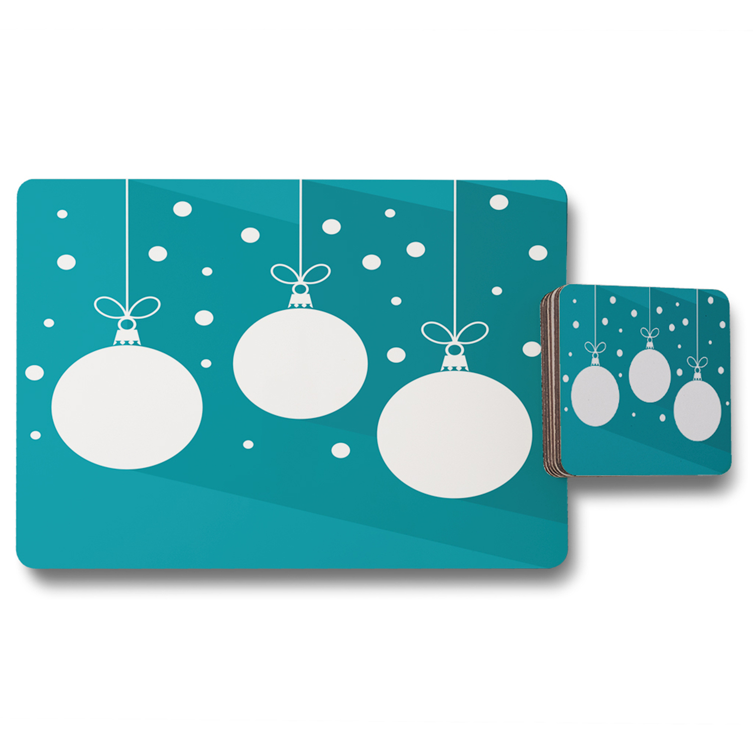 Image of Green Christmas Baubles Dining Placemat Coaster&hellip;