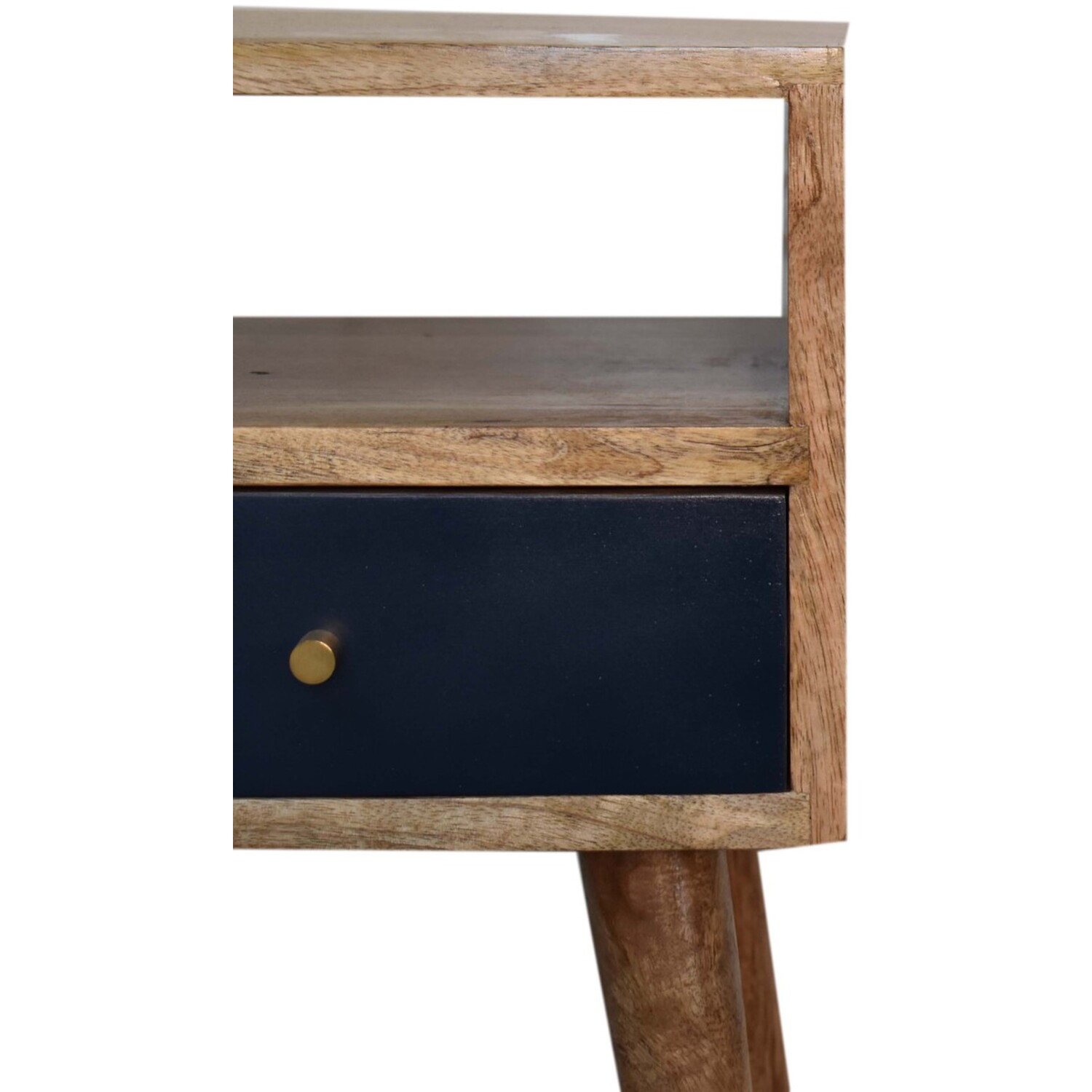 Mini Navy Blue Hand Painted Wood Bedside Table - Blue
