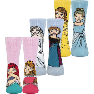 3 Pack Girls Disney Novelty Socks Thermal Lite Princess Socks