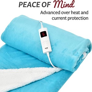 Scuba Blue Heated Electric Throw Fleece Over Blanket Sofa Bed Large shot 2657706
