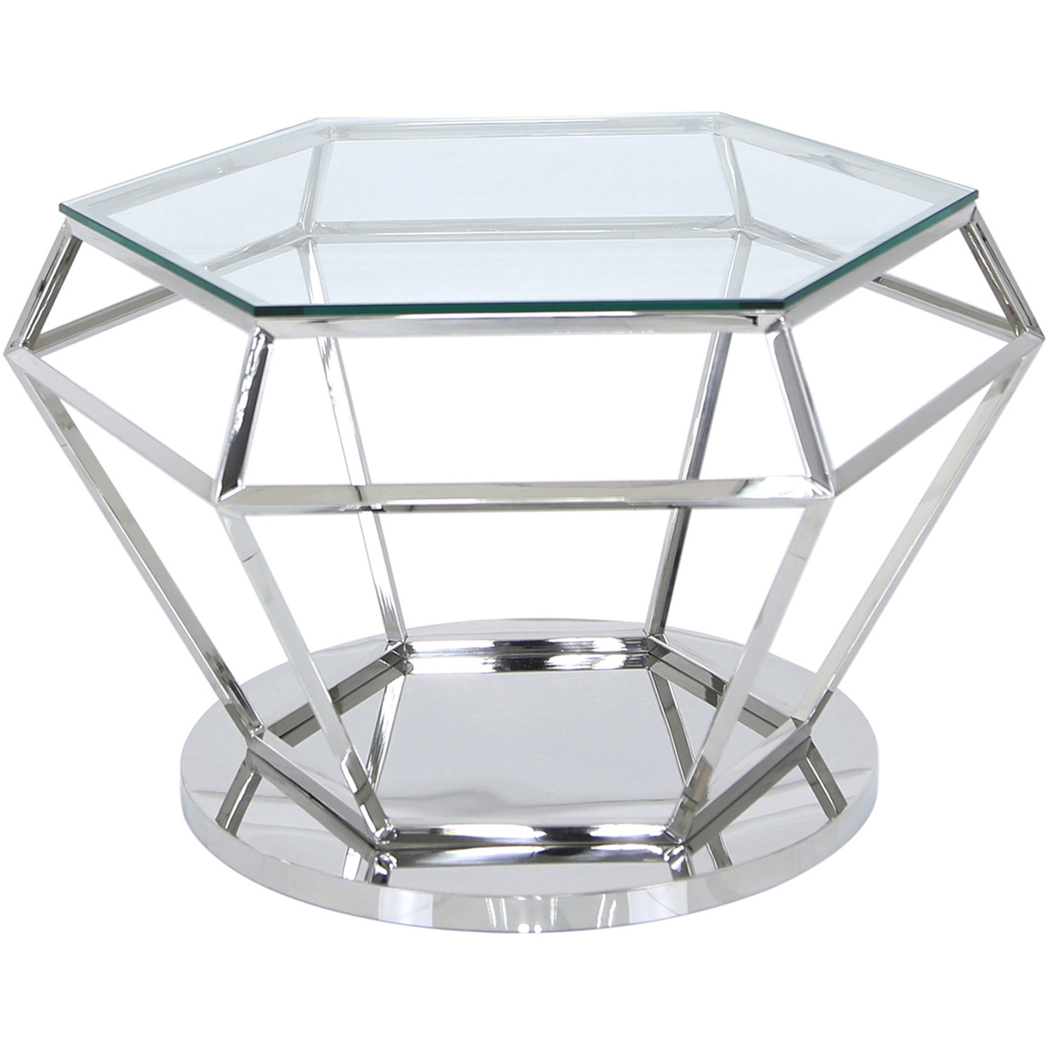 Vanity Living - Hexagon Stainless Steel Coffee Table - Silver thumbnail
