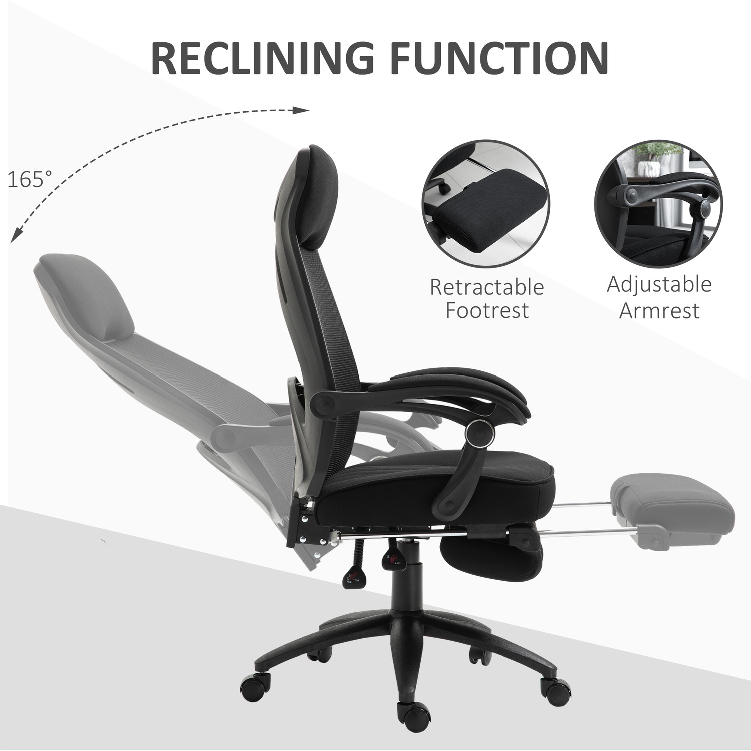 Vinsetto Mesh Office Chair Swivel - Black
