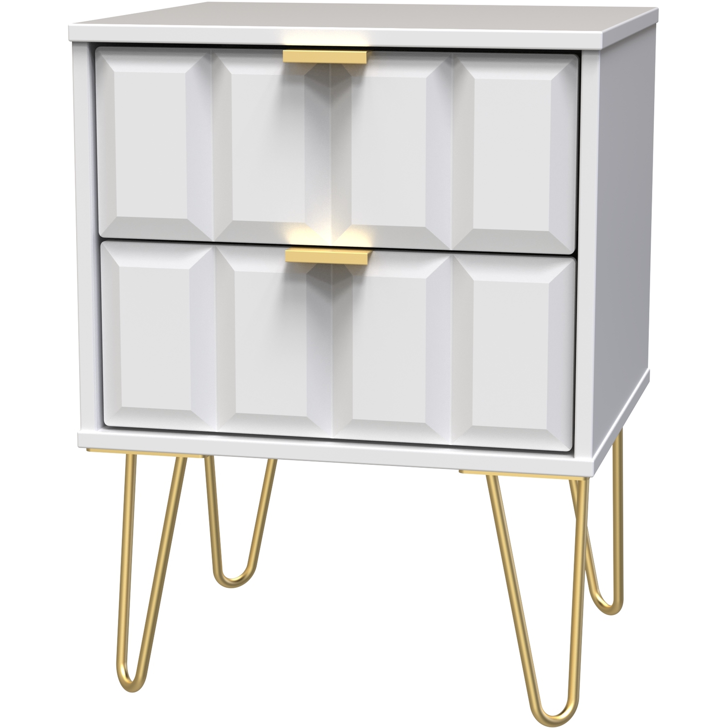 Cube Ready Assembled 2 Drawer Bedside Cabinet - White Matt