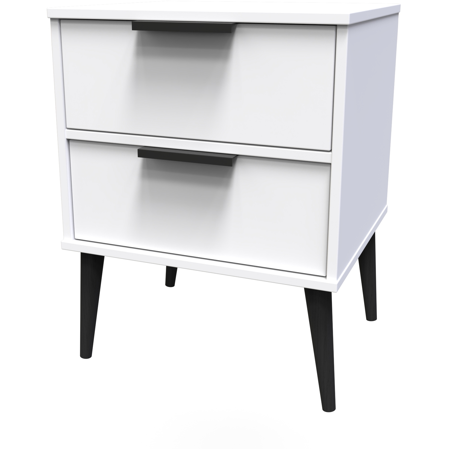 Hong Kong Ready Assembled 2 Drawer Bedside Cabinet - White Matt