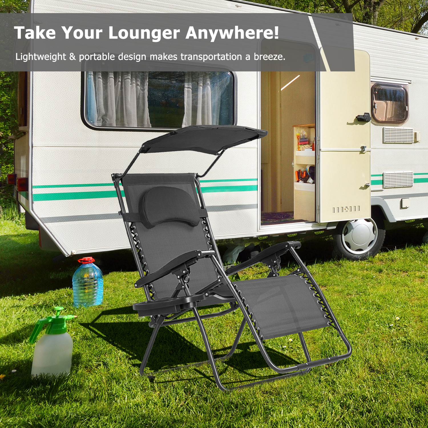 Recliner Mesh Chaise Lounger - Black
