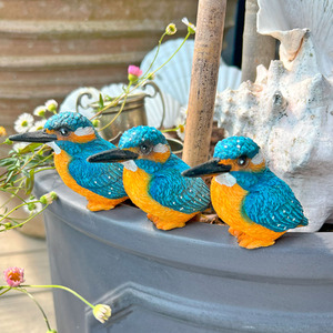 3 Pot Topping Kingfisher Bird Garden Ornaments