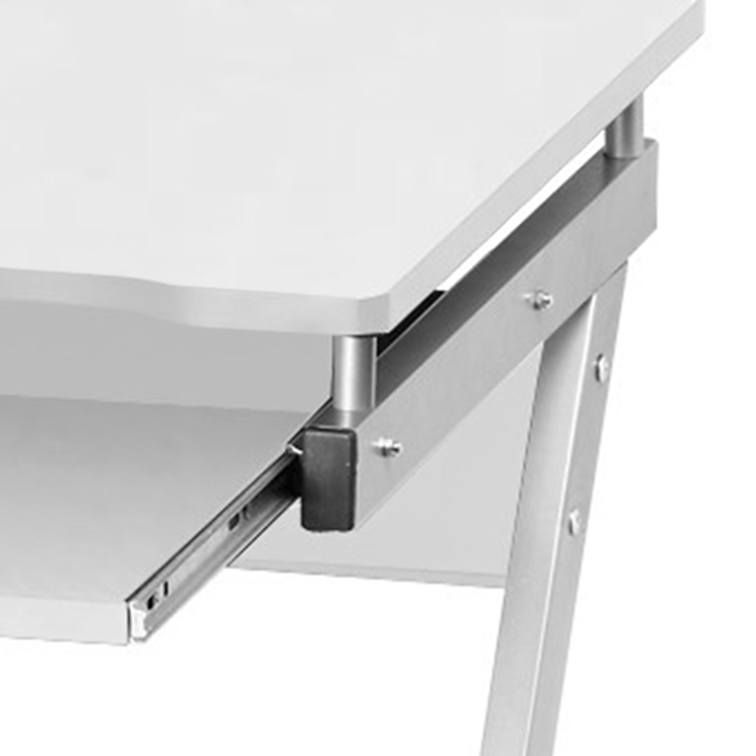 Z-shaped Computer Desk With Sliding Keyboard - White