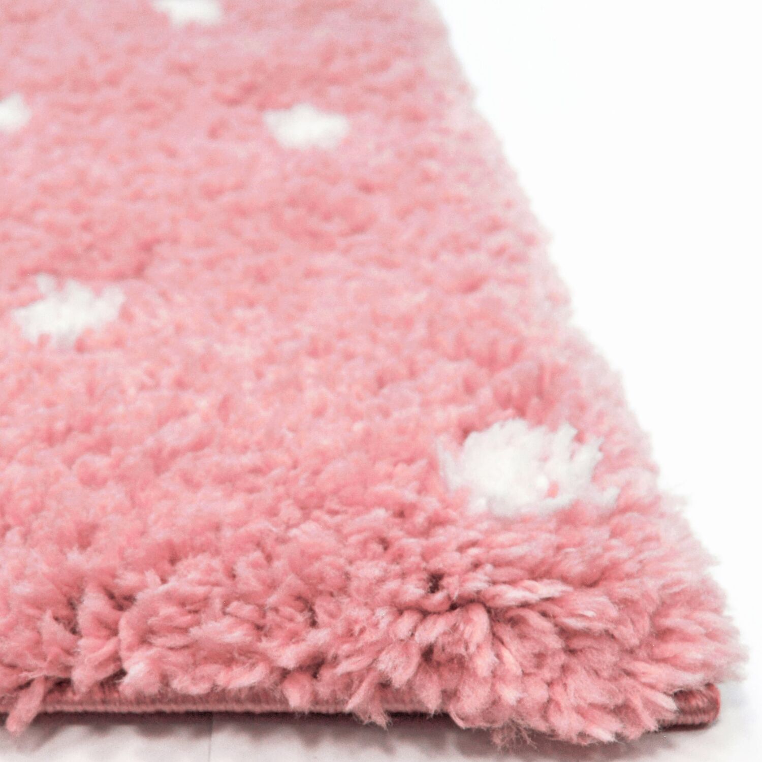 Splotchy Rug Kids Pink Spotty Soft Shaggy Bedroom Rug - Brae