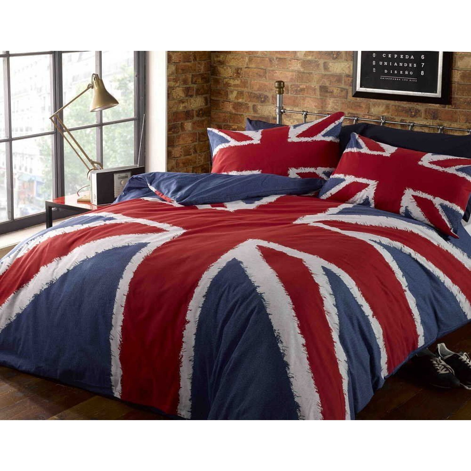 Funky Union Jack Duvet Cover Set - Red Double