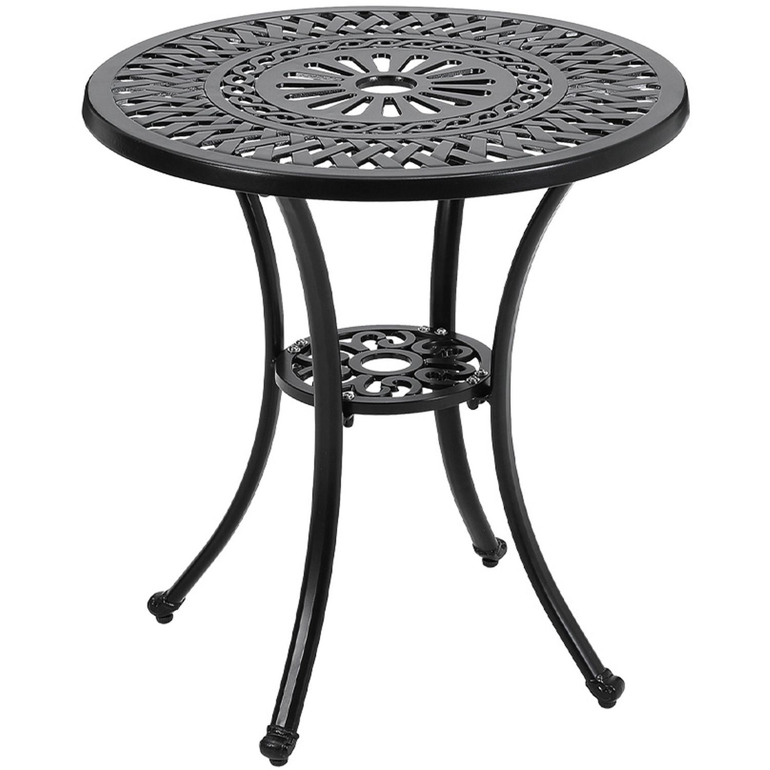 Cast Aluminum Round Patio Dining Table For Outdoor Garden - Black